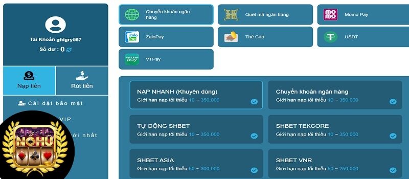 Hướng dẫn các bước nạp tiền nhanh vào hệ thống SHBet