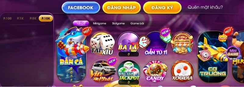 Đăng nhập nhanh bằng facebook tại cổng game online Sam86