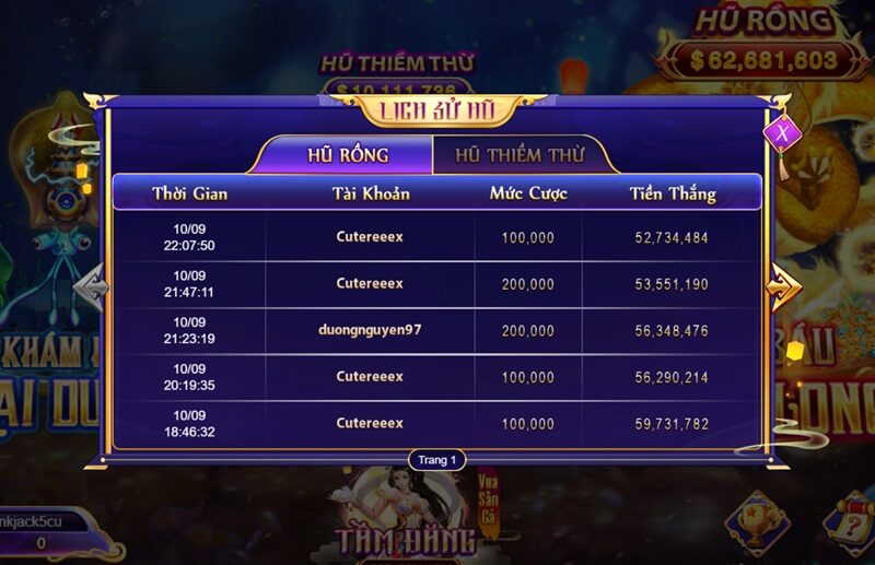 Cung cấp lịch sử Vua Săn Cá Zowin cho người chơi